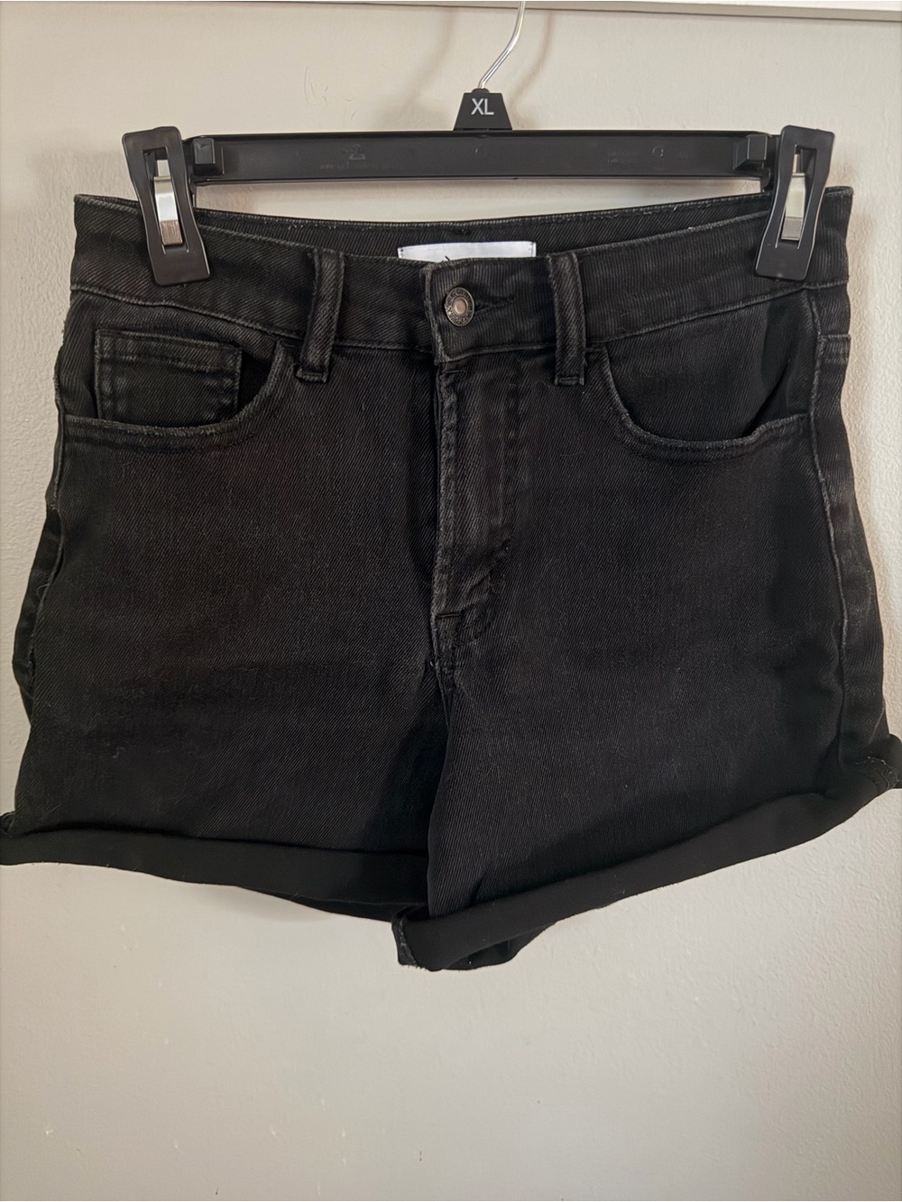 Vervet Black High Rise Denim Shorts Womens S Cuffed Stretch 5-Pocket Button